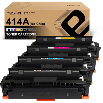 [NO CHIP] TESEN 414A Compatible Toner Cartridge Replacement for HP 414A 414X W2020A W2021A W2022A W2023A - 4 Pack